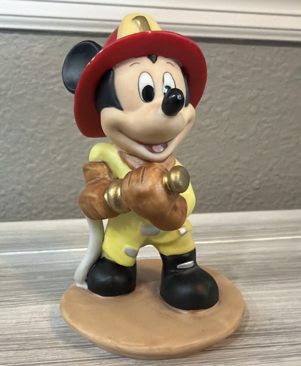 Vintage Disney Mickey Mouse Fireman Fire Fighter Ceramic Figurine Sri Lanka 3.5”